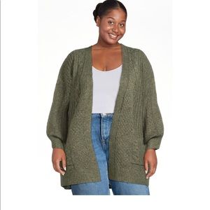 Terra & Sky Cable Stitch Open Cardigan. New—Never worn. Fit is oversized